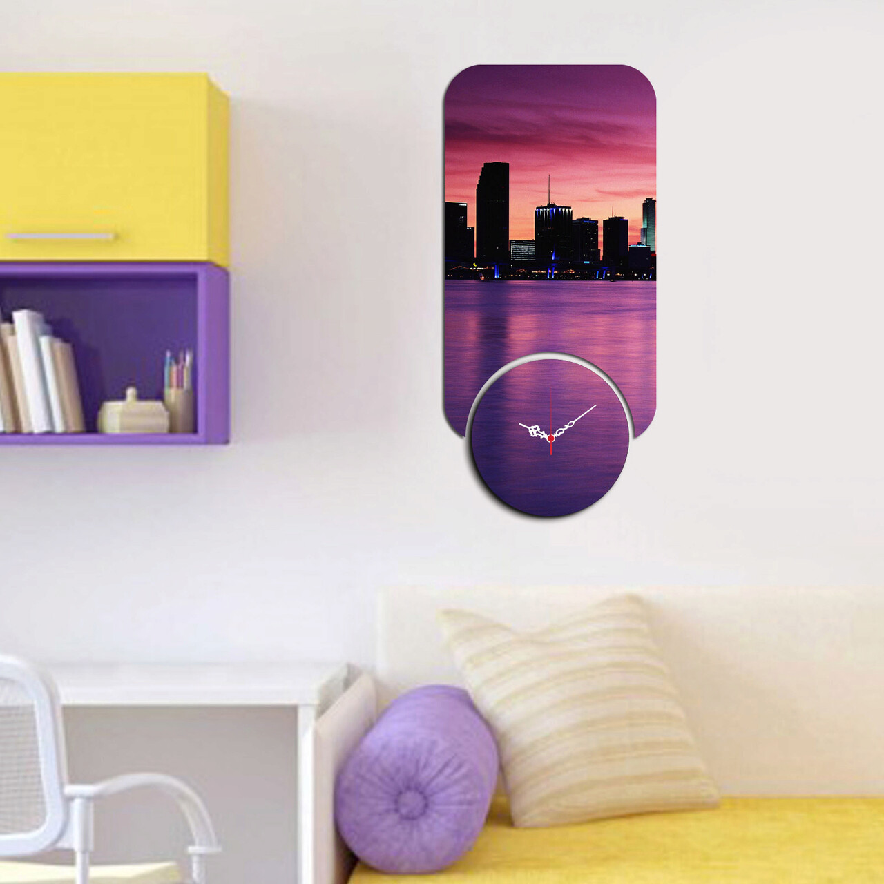 Ceas de perete, YMS-84, Dimensiune: 68 x 32 cm, Multicolor - imagine 3